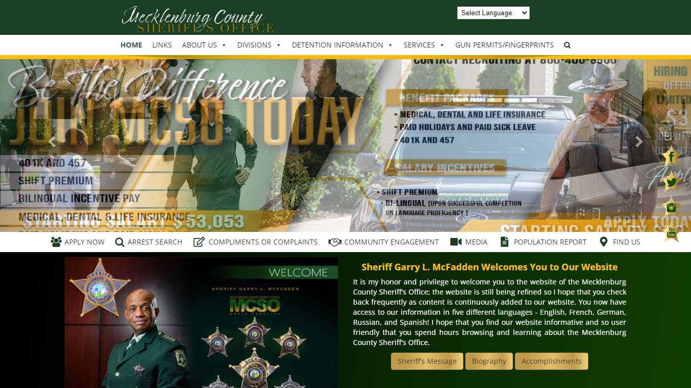 Sheriff Garry L. McFadden Welcomes You to Our Website
